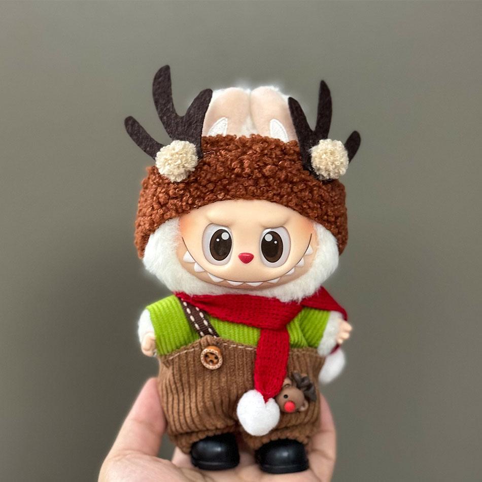For 15-17cm Labubu V1/V2/V3 Mini Doll Clothes Outfit Merry Christmas Hat ClothesScarf Elk Snowman Doll Accessorie Party Game Toy