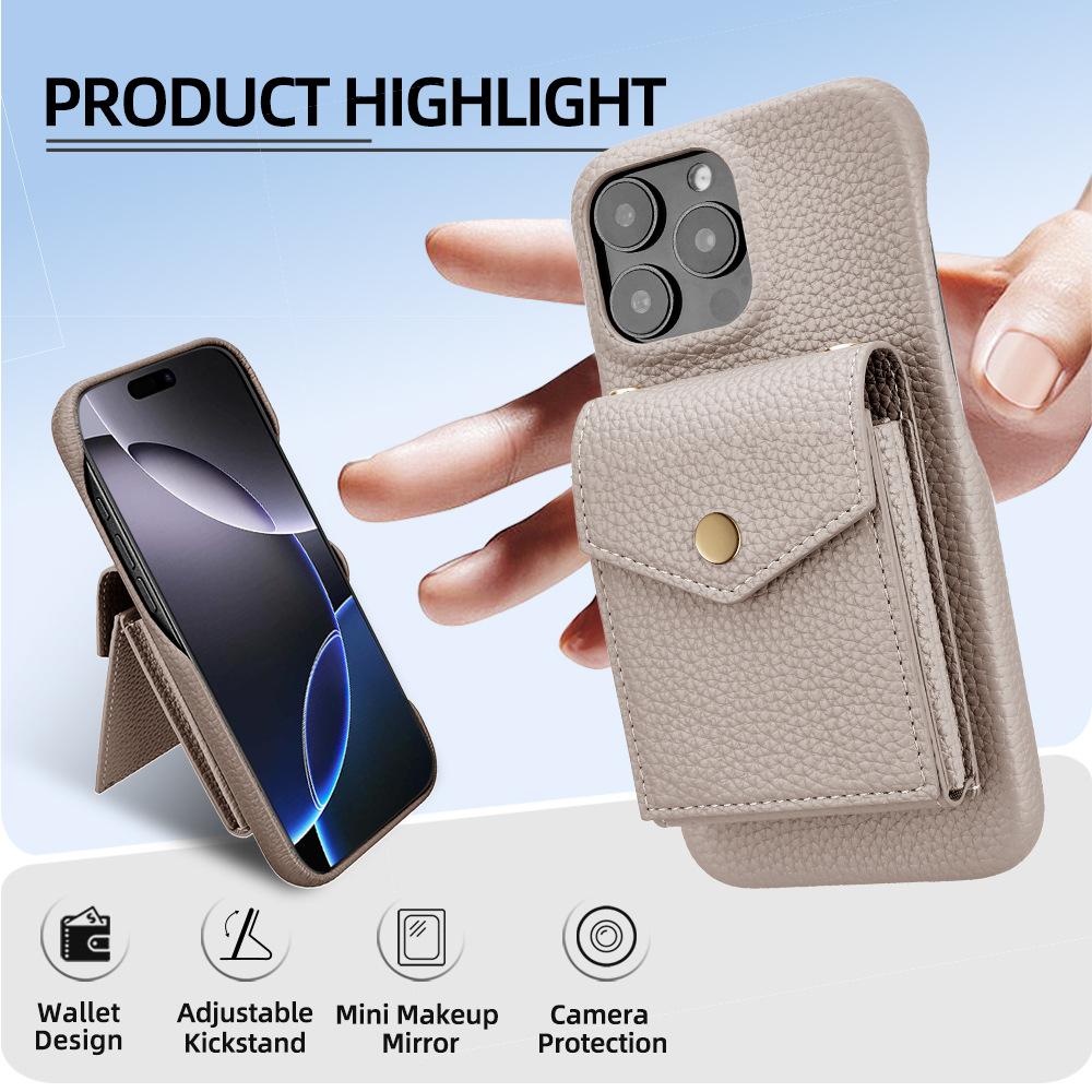Large Capacity Crossbody Leather Wallet Phone Case with Kickstand Anti-drop for Apple iPhone 16 11 12 15 Pro Protective Mobile Cover