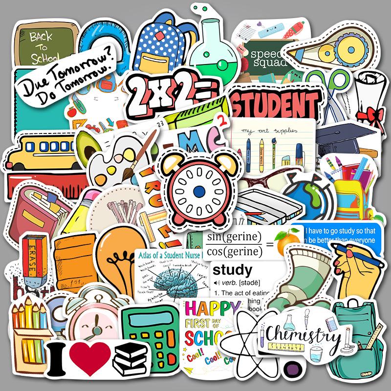50 School Supplies Graffiti Stickers Suitcase Trolley Case Laptop Guitar Waterproof Stickers Stickers