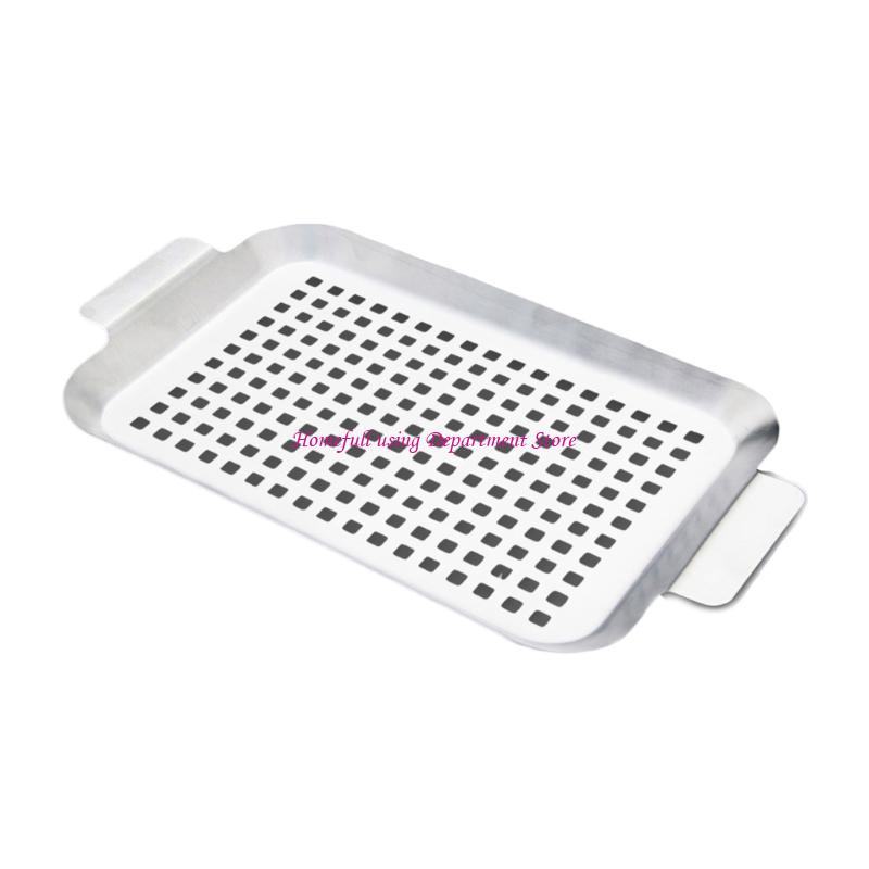 

Stainless Steel Grill Pans For Outdoor Barbecue With Perforated Design And Handle Suitable For Fish And Vegetables