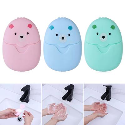 150Pcs Cute Travel Portable Soap Paper Outdoor Disposable Soap Flakes Hand Washing Mini Soap Pieces Boxed