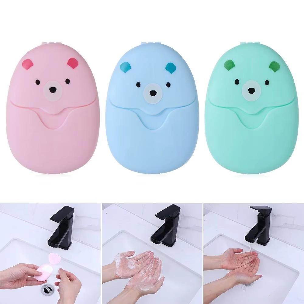 150Pcs Cute Travel Portable Soap Paper Outdoor Disposable Soap Flakes Hand Washing Mini Soap Pieces Boxed