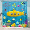 Ocean Shower Curtain for Kids Under The Sea Dolphin Fish Blue Decorative Bath Curtain Polyester Fabric Washable Bathroom Curta