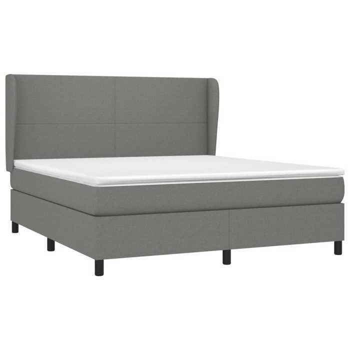 3127822 vidaXL Lit à sommier tapissier avec matelas Gris foncé 180x200cm Tissu
