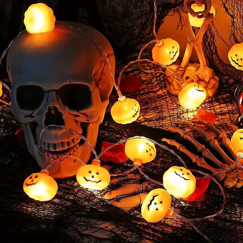 1pc, 10/20 Led Halloween Light String, Battery Powered, Halloween Pumpkin Lantern, Party, Yard, Garden Halloween Decoration