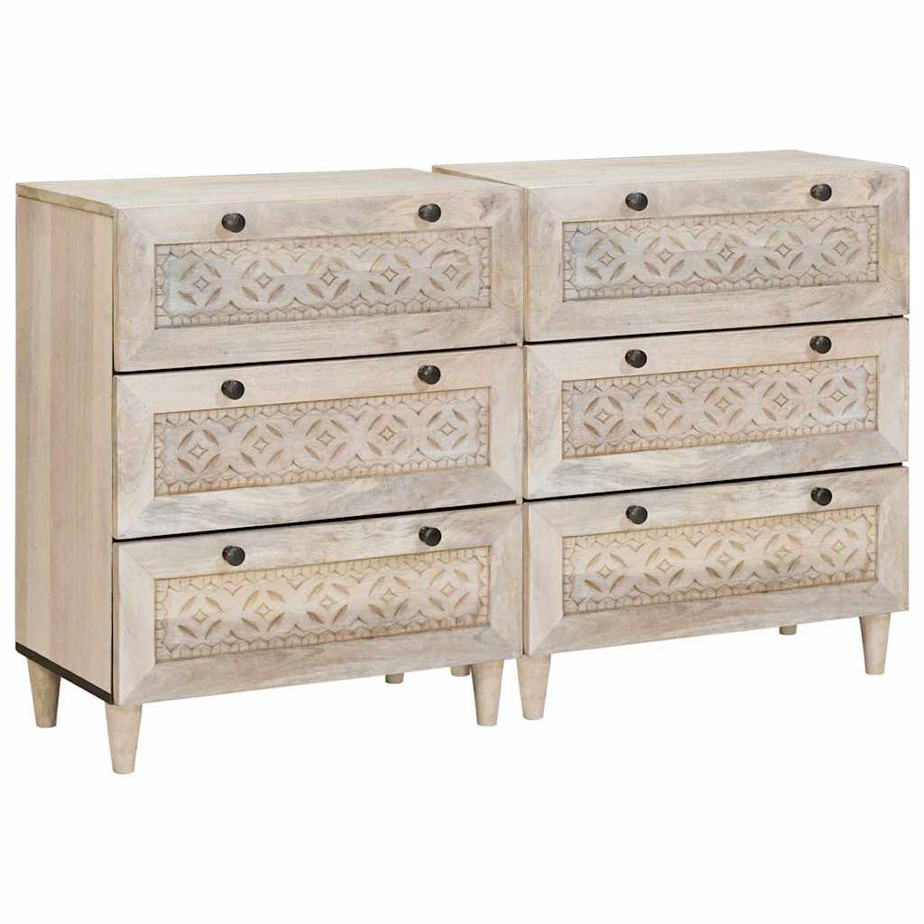 Sideboard 2 pcs White 120 x 33.5 x 75 cm Solid Mango Wood
