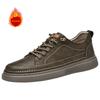 Classic Brand Men's Leather Casual Shoes Retro Khaki Men's Oxford Shoes Breathable Men's Outdoor Hiking Shoes Winter Velvet