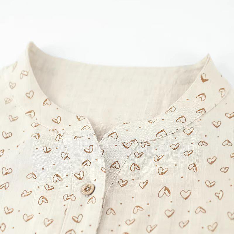 Grandma's Summer Cotton Short Sleeve Shirt - Women's Cotton Linen Top for Middle-aged and Elderly