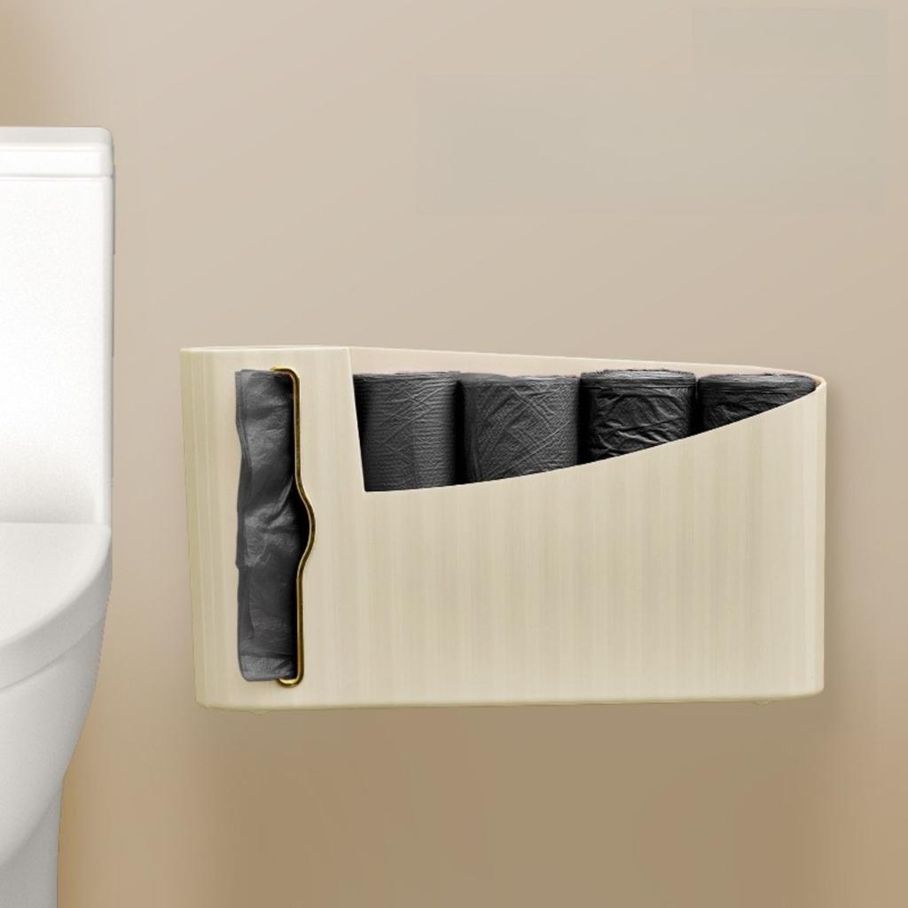 Wall Mount Plastic Bag Dispenser, Adhesive Holders for Grocery Bags Organization, No Drill Kitchen Storage Box for Under Sink Cabinet