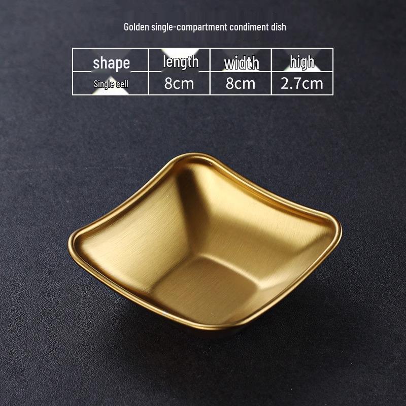 304 Stainless Steel Korean Hot Pot and Barbecue Dipping Dish - Gold, Two or Three Compartments