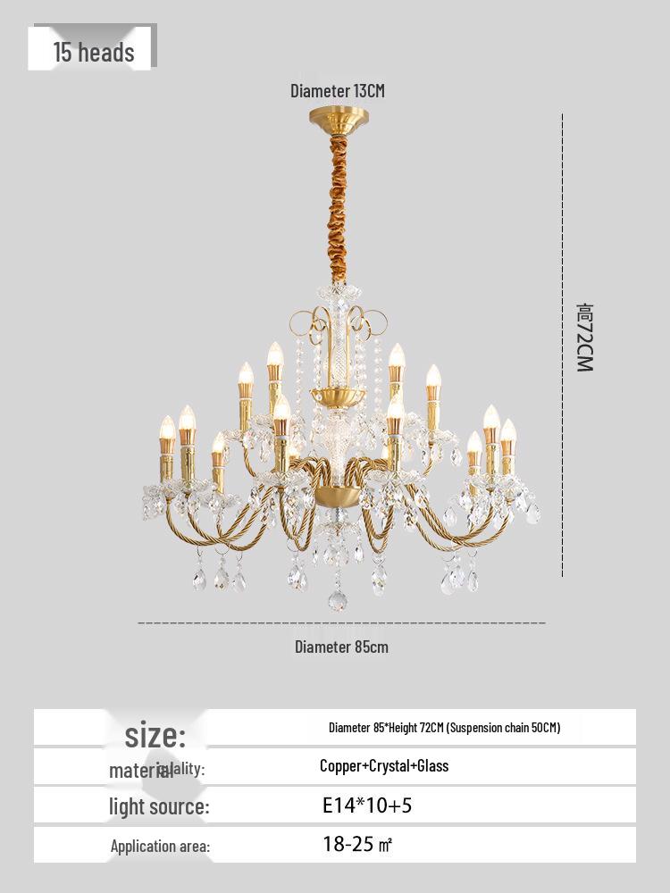 Nordic Wave Crystal Copper Chandelier for Dining Room, Bedroom, or Living Room