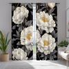 Black White Gold Floral Pattern Curtains Polyester Fabric Suitable Living Room Bedroom Decoration Curtain Machine Washable Perfect For Great