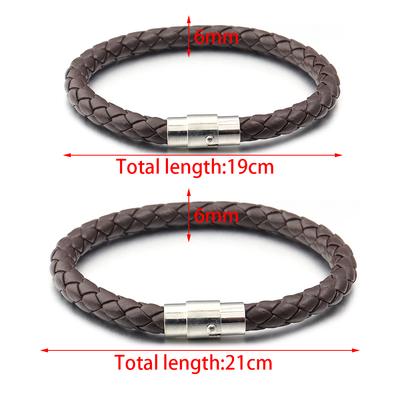1pc Fashion Design PU Leather Cord Bracelet 19/21cm Copper Magnetic Clasp Bracelet For Men Women Valentine's Day Jewelry Gifts