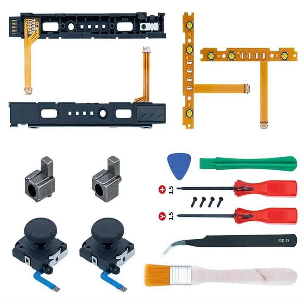 

18 In 1 Repair Kit For Ns Switch Joy-Con With Screwdrivers Opening Tool, 3D Left Right Analog Joysticks, Buckle Lock, Charging Port Slider, Button Syn