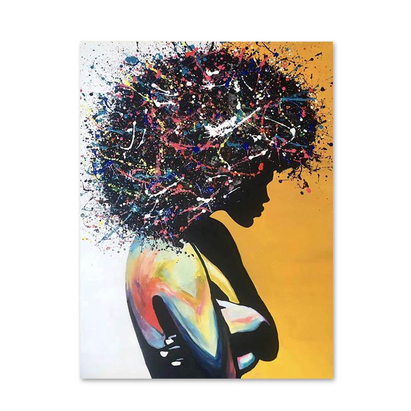 Abstract Woman Colorful Hair Watercolor Canvas Painting Poster Prints Wall Art Pictures for Living Room Home Decoration Cuadros