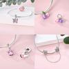 Original Copper Butterfly Clover Pendant Pink Flowers Bead Fit Bracelet Women Jewelry Diy Anniversary Fine Gift