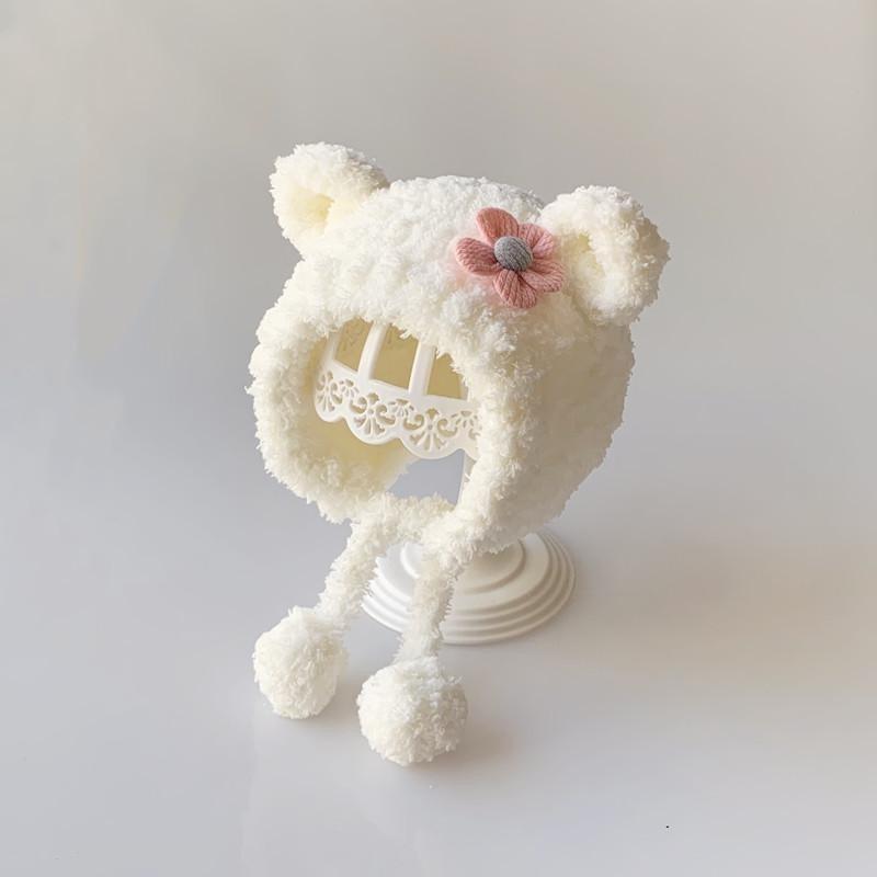 Baby Cute Hat Winter Thickened Cold Warm Scarf 0-3-6 Months Little Princess Fleece Hat Ear Protector