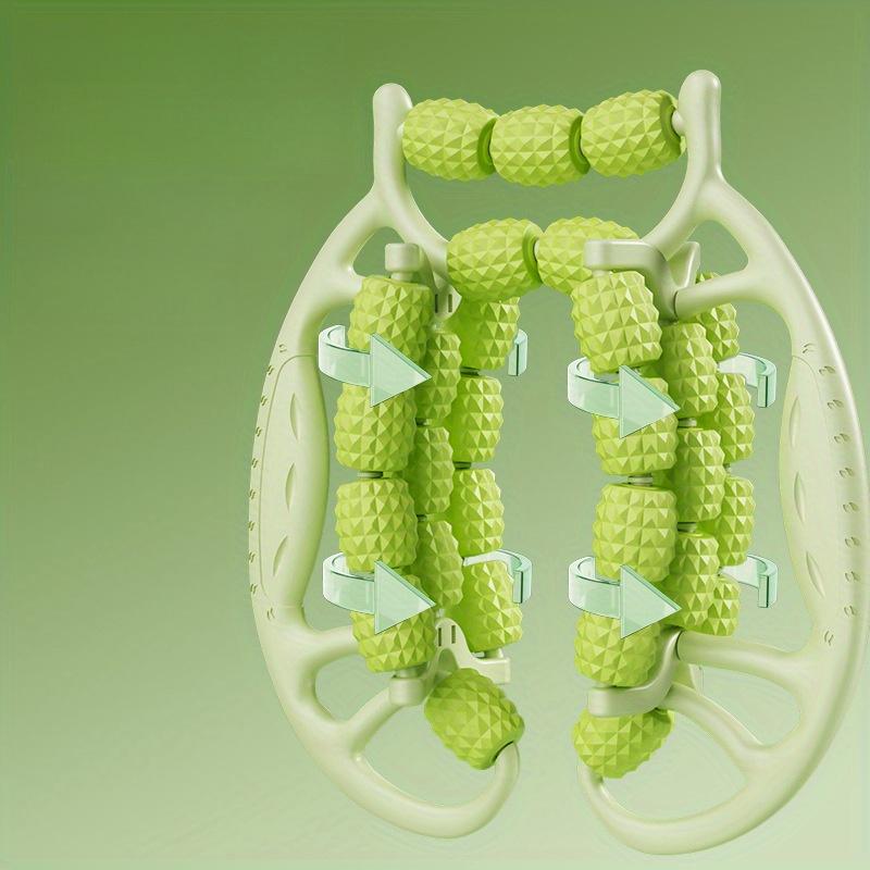 29-Wheel Leg Massager for Muscle Relief - Green, Multifunctional Fitness Equipment for Slimming, Calf Stretching and Relaxation, ABS Material