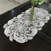 Elegant White Velvet Lace Oval Tablecloth Table Mat - Floral Pattern Polyester Tablecloth, Suitable for Catering, Coffee and Home Decor, Perfect