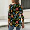 Women's T Shirt Print Button 3/4 Sleeve Daily Weekend Fashion Basic V- Neck Regular Top