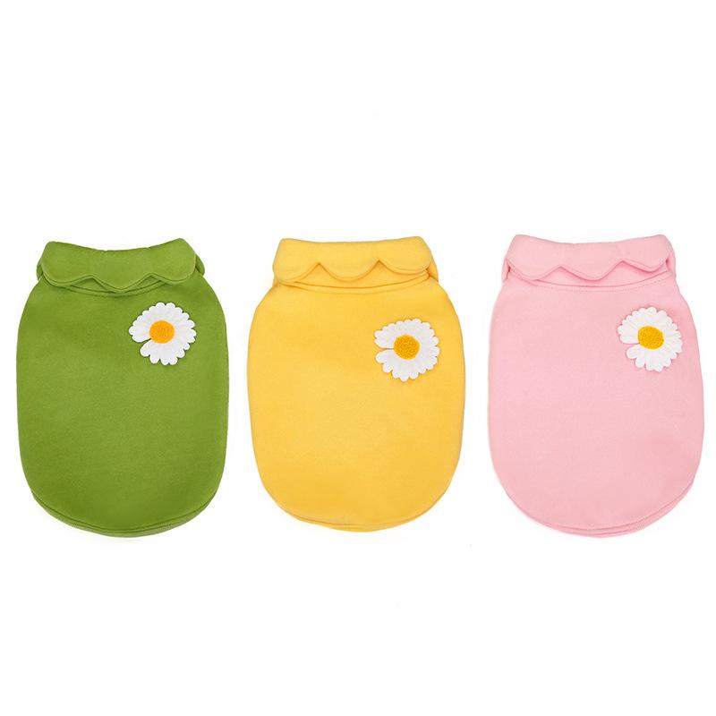 New Pet Sweater Autumn and Winter Fleece Warm Dog Clothes Sunflower Design Fashion Daisy Fighting Dog Clothes