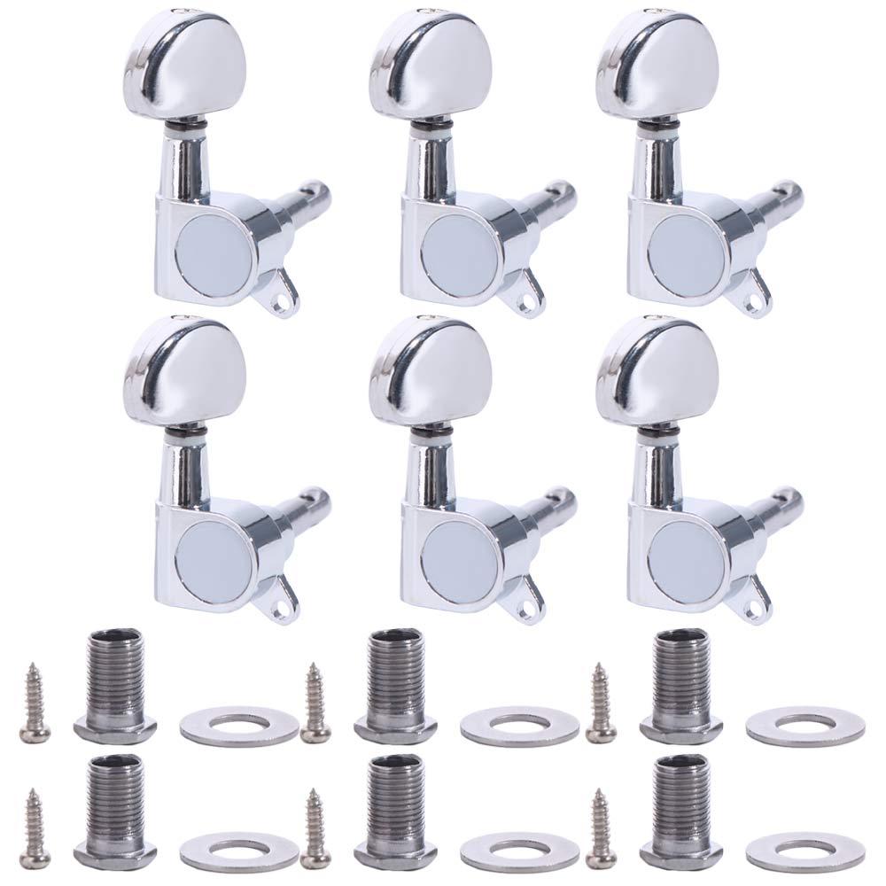 

6Pcs 3 Left/Right Machine Heads Guitar String Tuning Pegs with Ferrule/Threaded Bushing/Screw Acoustic Electric Guitar Tuners белый