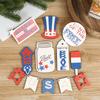 Patriotic Tiered Tray Decor, Independence Day Wooden Sign Decor, American Flag Garland Table Centerpiece, Memorial Day  Decor