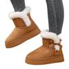 Women's Winter Suede Leather Ankle-Length Snow Boots - Plus-Size, Fleece-Lined & Thickened, Warm, Stylish