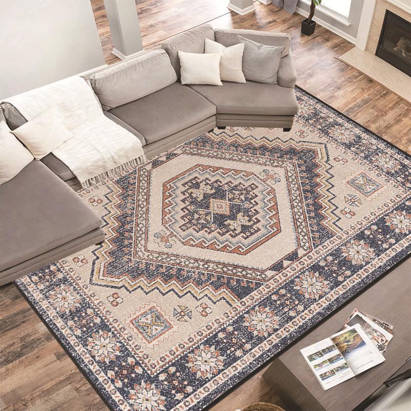 Persian Crystal Carpet Living Room Wear-Resistant And Easy-To-Take-Care Floor Mat Bedroom Dirt-Resistant Ethnic Style Decorative Mat