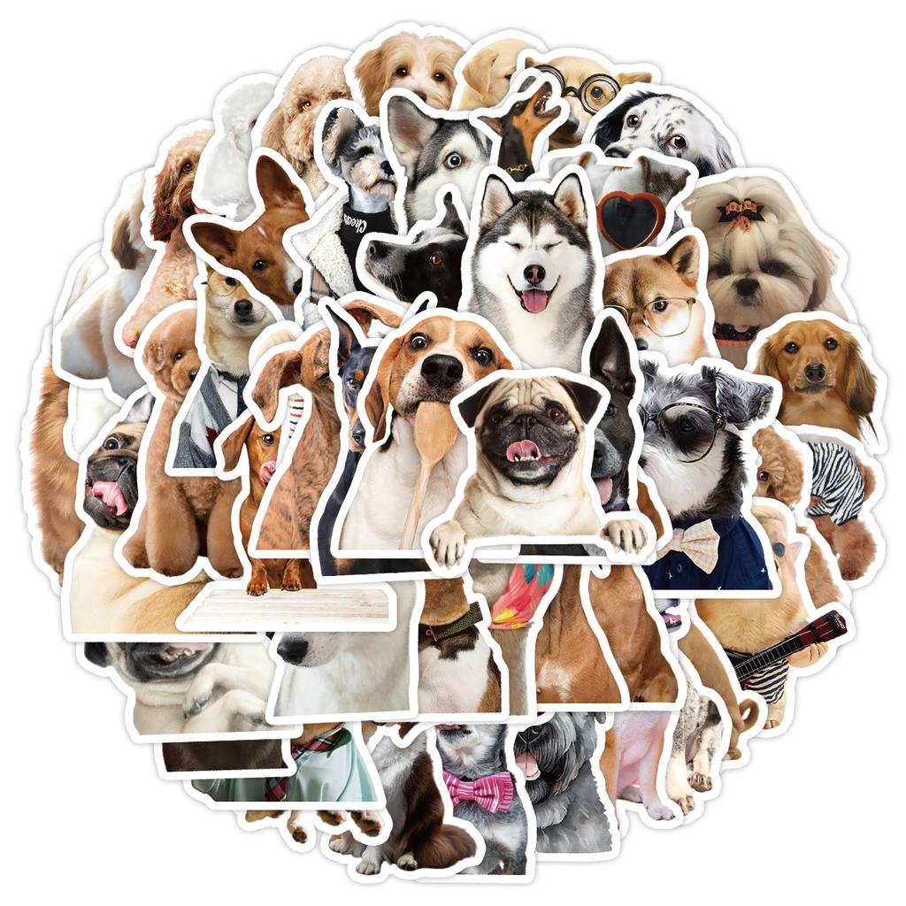 50 Puppy Expression Graffiti Stickers Cute Animal Stickers Skateboard Mobile Phone Computer Waterproof Decorative Stickers