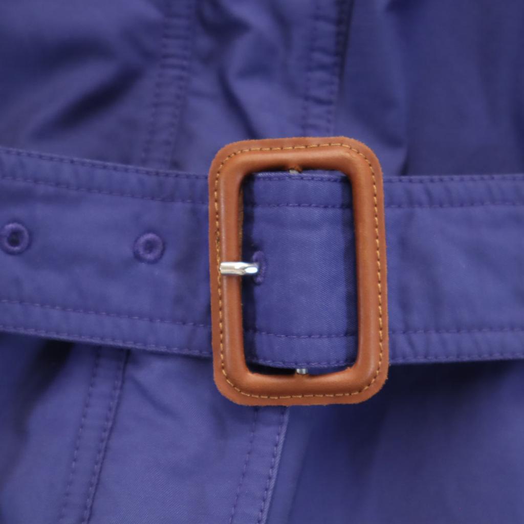 Moncler Made In Romania Hooded Coat Blue With Belt Women Used