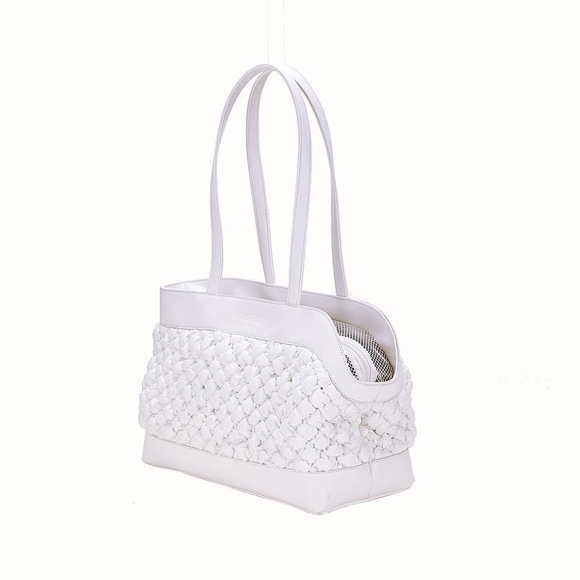 New Ins Breathable Pet Carrier Tote Bag Portable Outdoor Travel Handbag for Small Dogs Cats Fashion Woven Pet Tote Bag