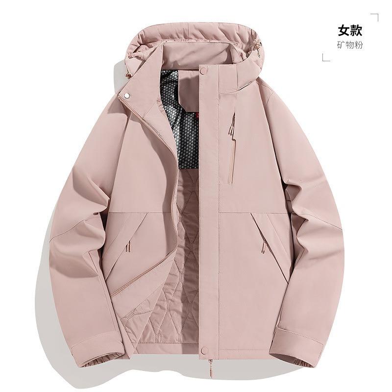 New cotton-padded men's graphene outdoor windproof and waterproof mountaineering suit thermal jacket men's couple black gold cotton-padded clothes