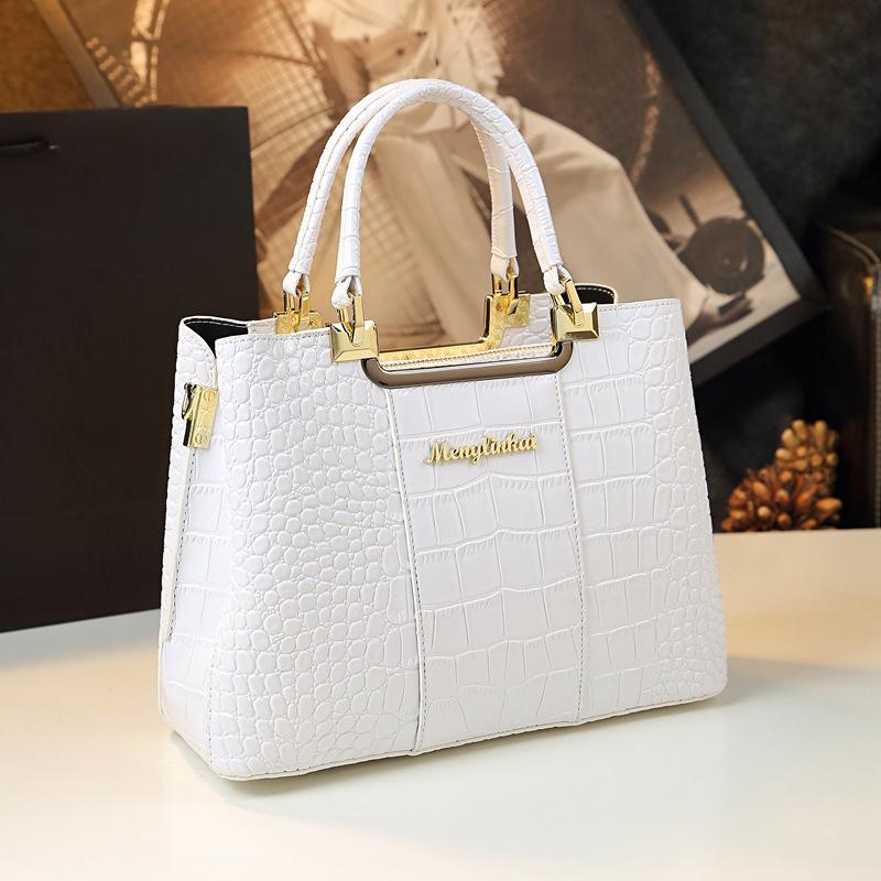 Summer 2024 Shiny Crocodile Pattern Women's Handbag - Light Luxury Style for Middle-Aged Moms