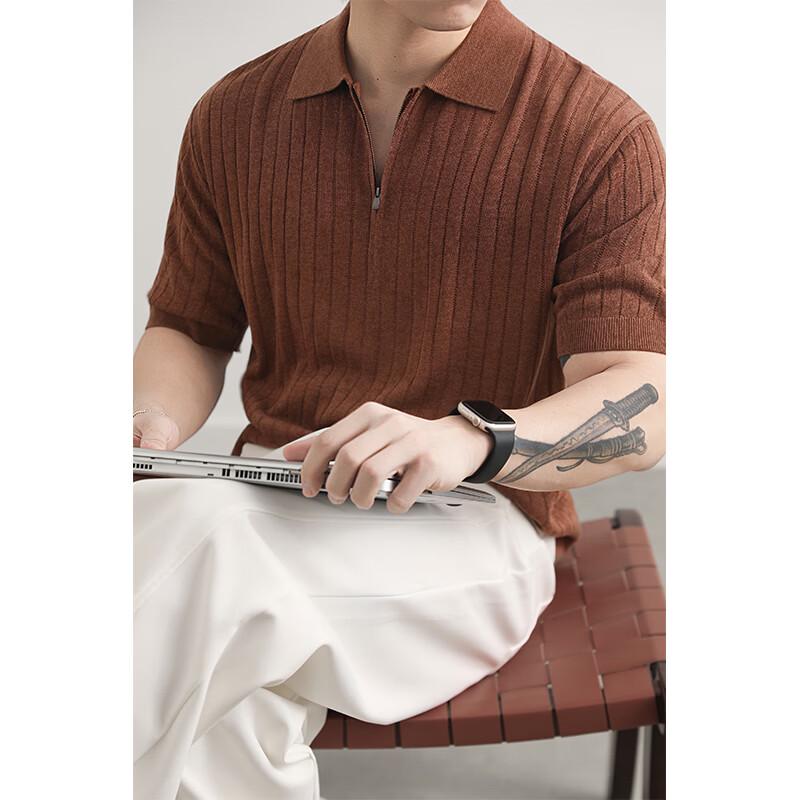 Firstview Men s Half-Zip Knit Short Sleeve T-Shirt M