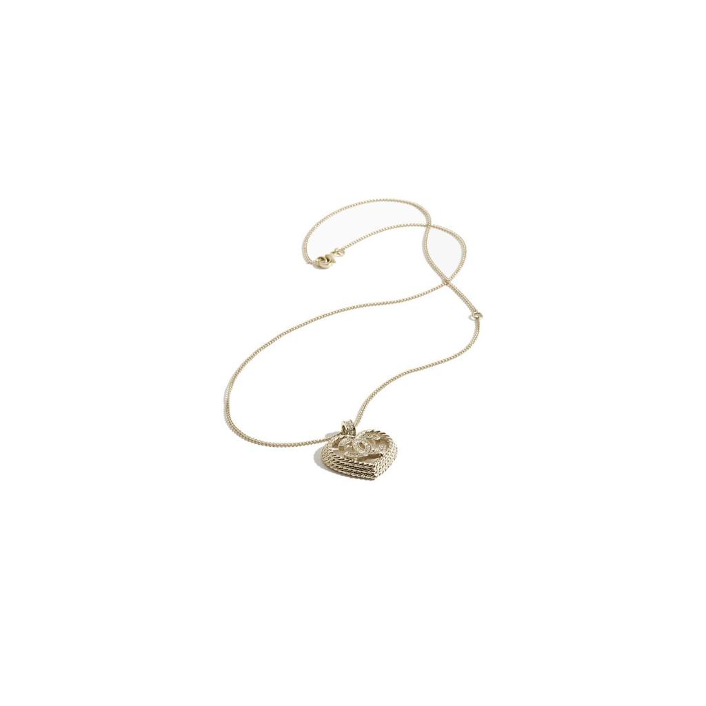 Chanel Double C Heart Design Metal Necklace Women Necklace Gold ABC964-B16069-NW150