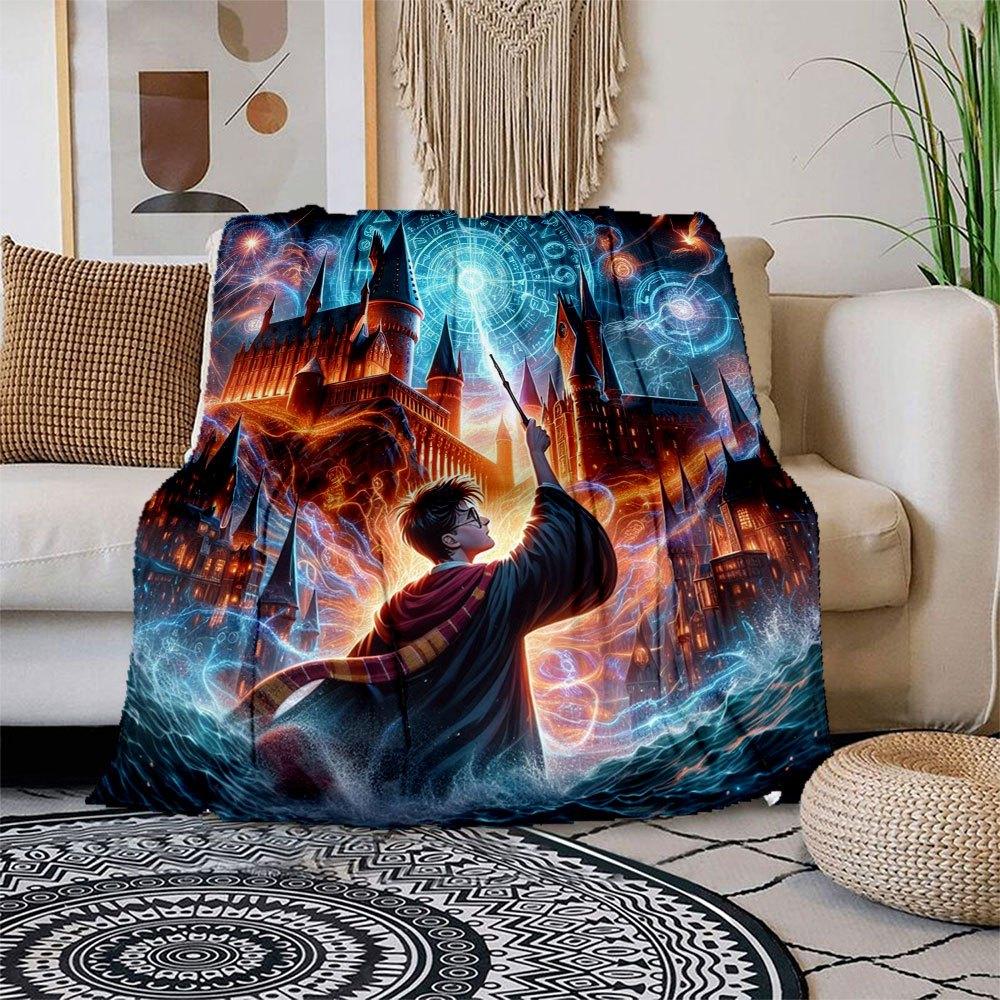 

Магия Хогвартса: Идеальное одеяло-постер из мира волшебников, фланелевое плед-покрывало для дивана, кровати, путешествий, кемпинга, офиса, дивана, кресла 80cm×120cm