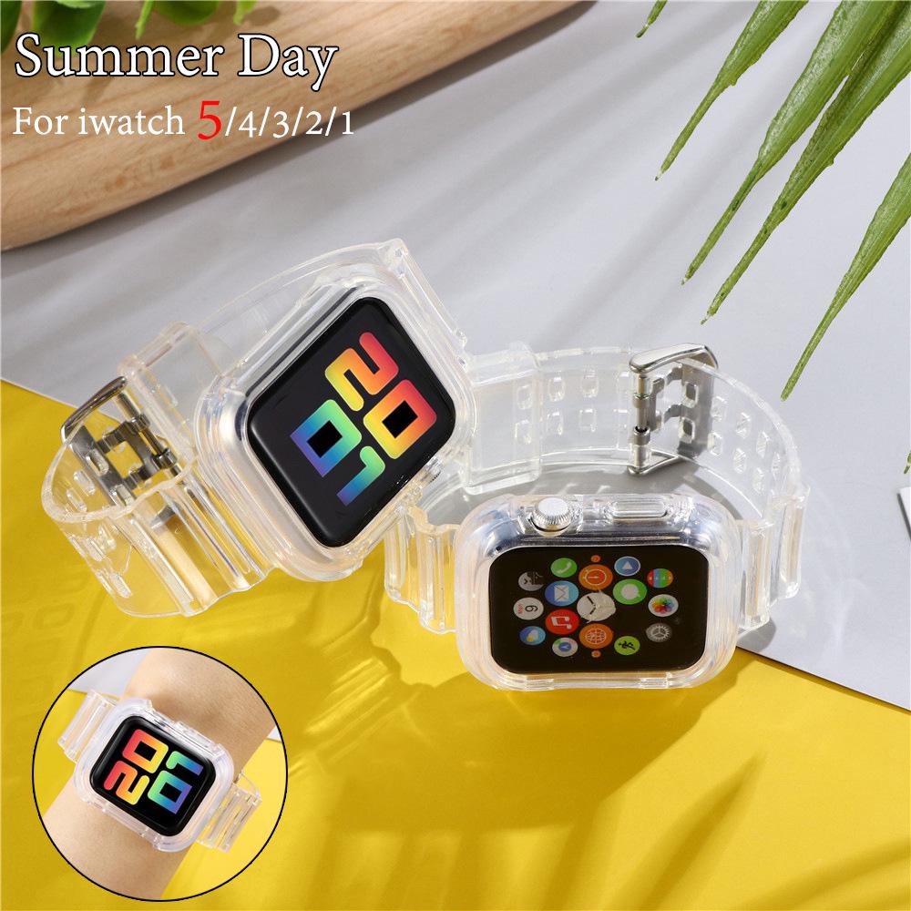 Transparent Glacier Replacement Strap with Integrated Protective Case for Apple Watch Series 7/SE/6