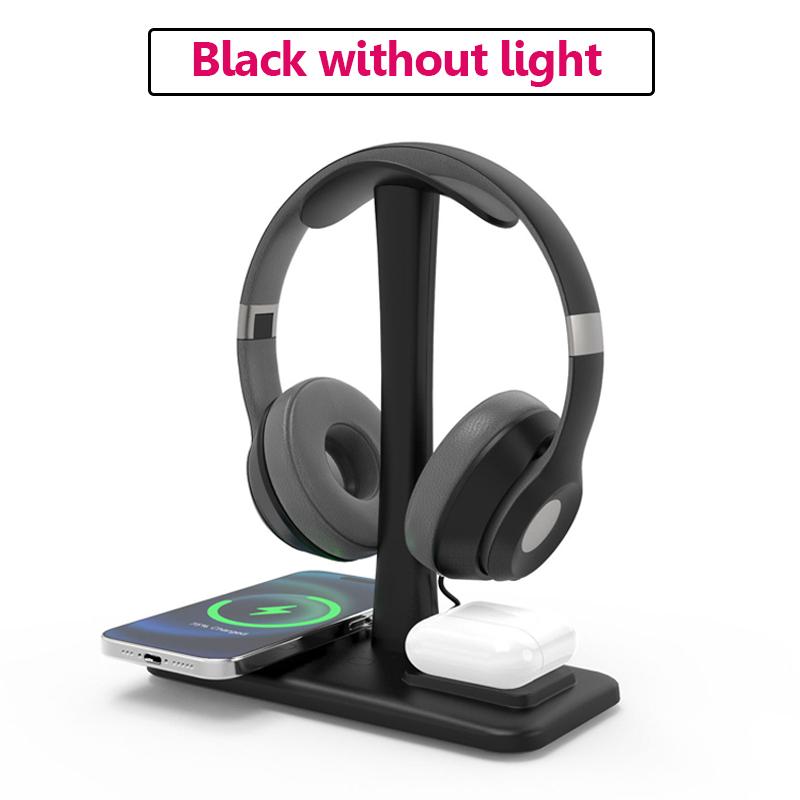 3in1 Headphones Stand Wireless Charger RGB Atmosphere Light Gaming Headset Bracket Mobile Phone Bluetooth Earphone Charging Dock