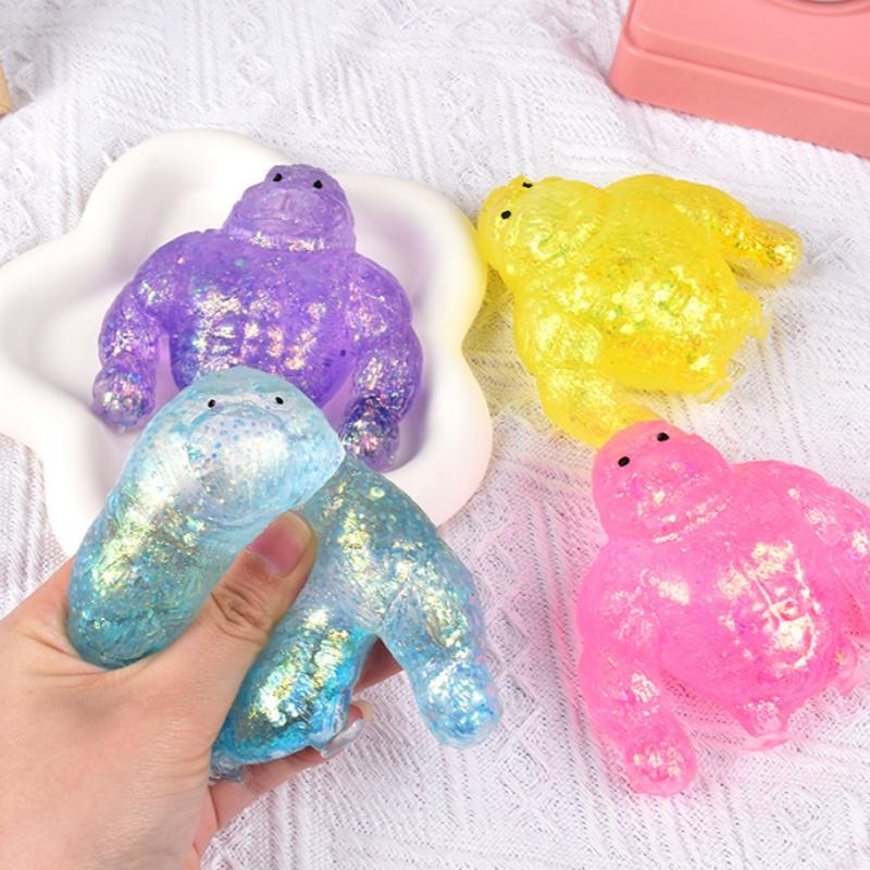 1Pcs Anti-Stress Soft Tpr Slow Rebound Sequins Maltose Pinch Toy Stress Relief Elastic Squeezing Gorilla Decompression Toy ONESIZE