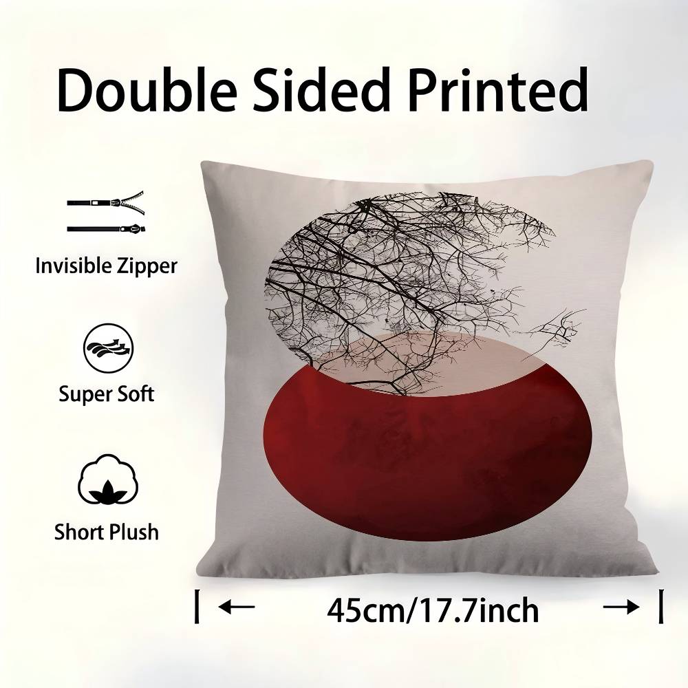 Modern Minimalist Boho Style Trees Birds Sun Landscape Pillow Cover Sofa Cushion Cover Home Room Decoration Children Gift