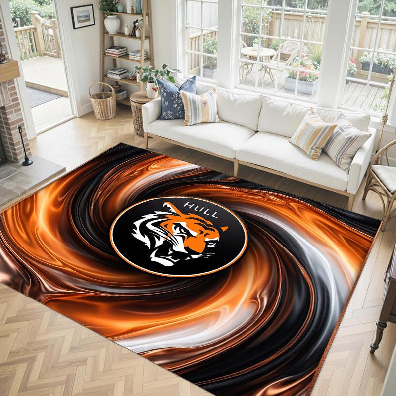 Hull City Football Design Crystal Velvet Carpet Cozy Non?Slip Printed Rug For Bedroom Living Room Entrance