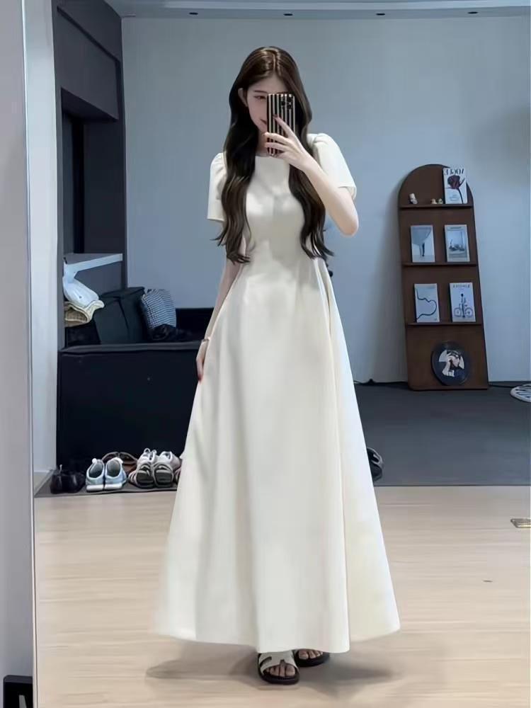Women s French Retro Hepburn Style Black Summer Dress - Slimming Waist-Cinching Long Dress Extra Large