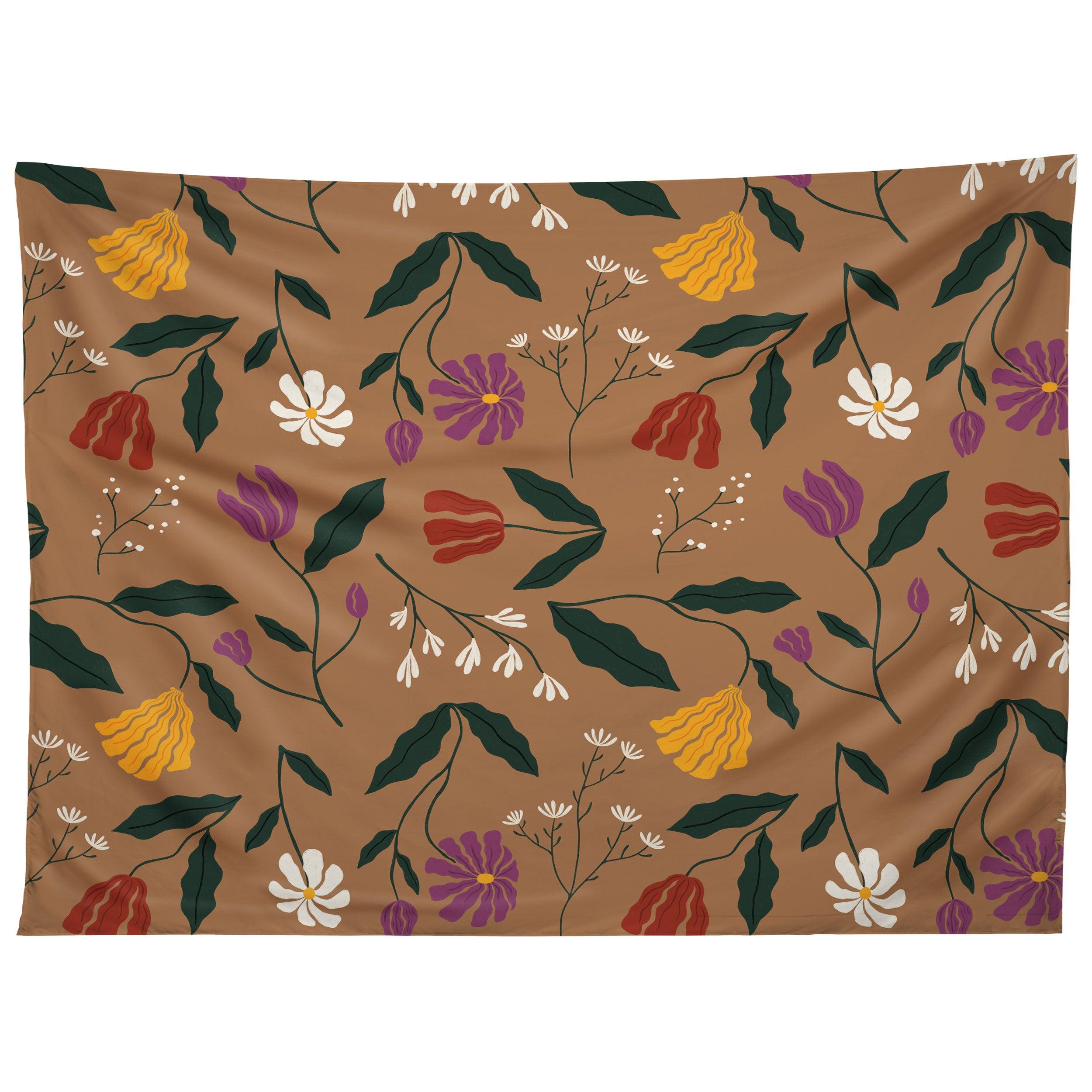 PRESSED FLOWER ILLUSTRATION tapestry 75x100