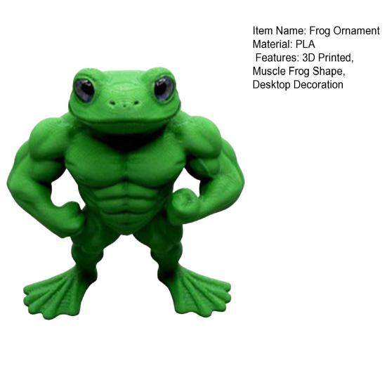 3D Printed Muscle Frog Statue PLA Standing Frog Figurine Home Office Desktop Decoration Ornament Fitness Enthusiasts Gift