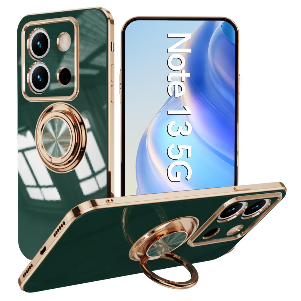 For Xiaomi Redmi Note 13 5G Case Precise Cutouts 6D Electroplating TPU Phone Cover with Ring Holder