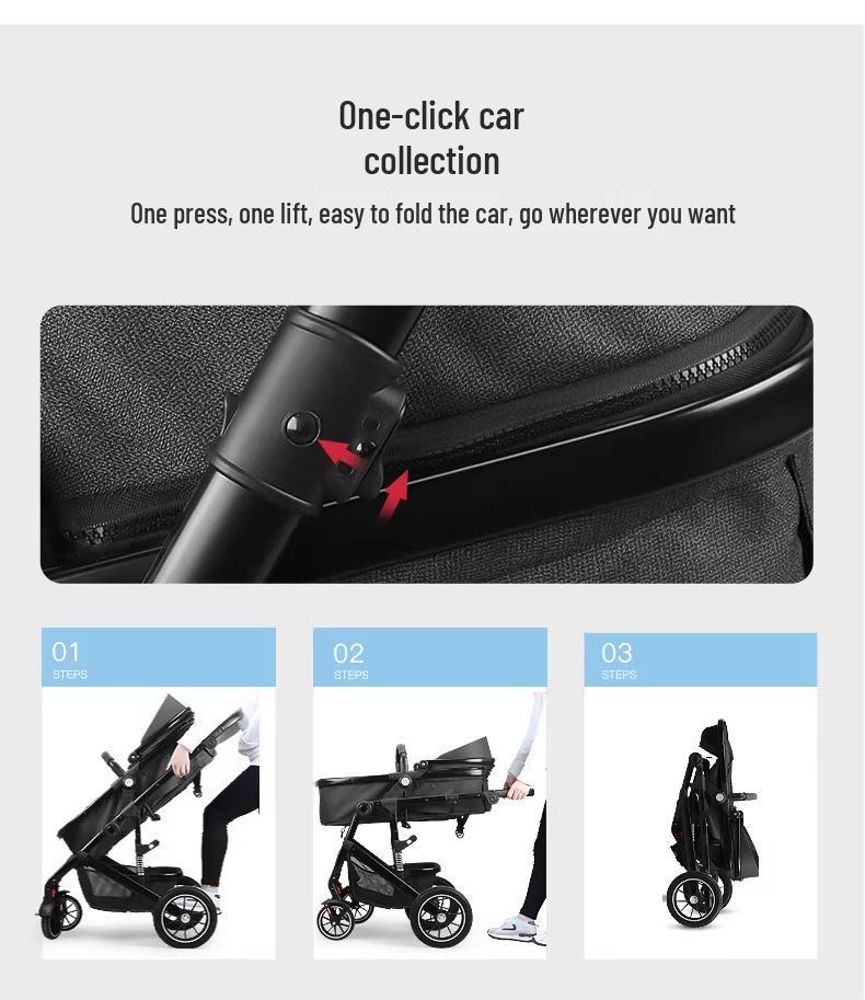 Lightweight Dual-Use Baby Stroller: High Landscape, Convertible, Foldable, & Two-Way.