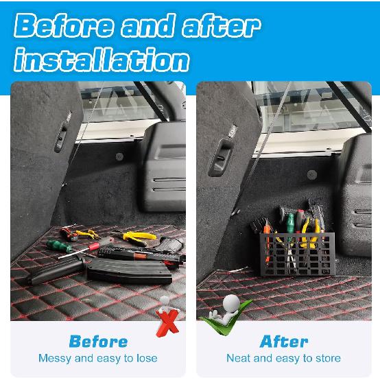 MAIKER 2 Pieces Universal Metal Car Storage Box Small Cargo Pocket Molle Panel Frame Storage System for Car Truck RV Boat Home Storage, Black