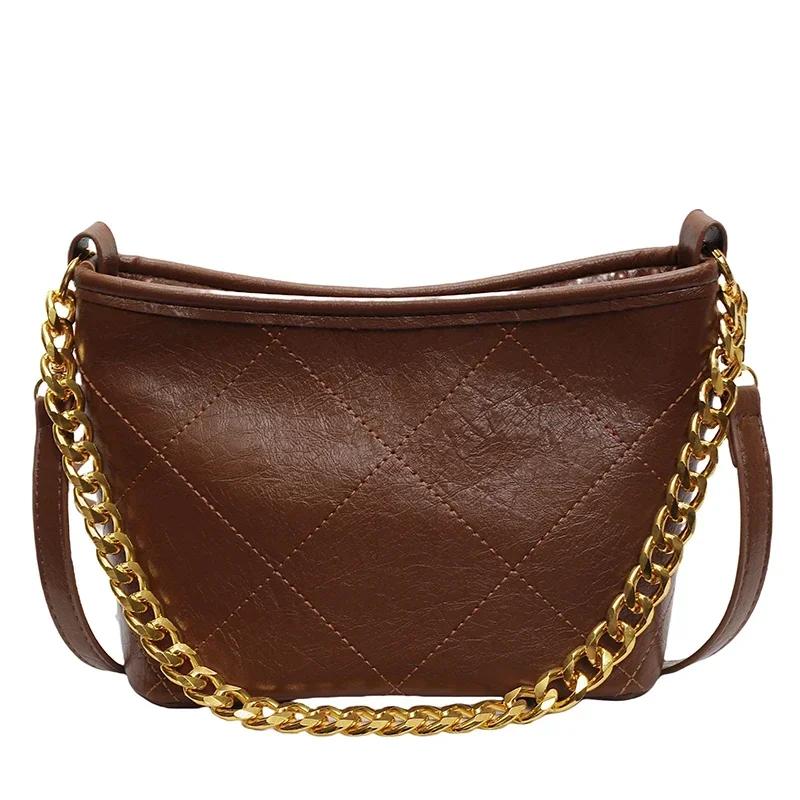 

Сумка-ведро из мягкой кожи премиум-класса, осенняя модная цепочка, универсальная, легкая и практичная сумка на одно плечо