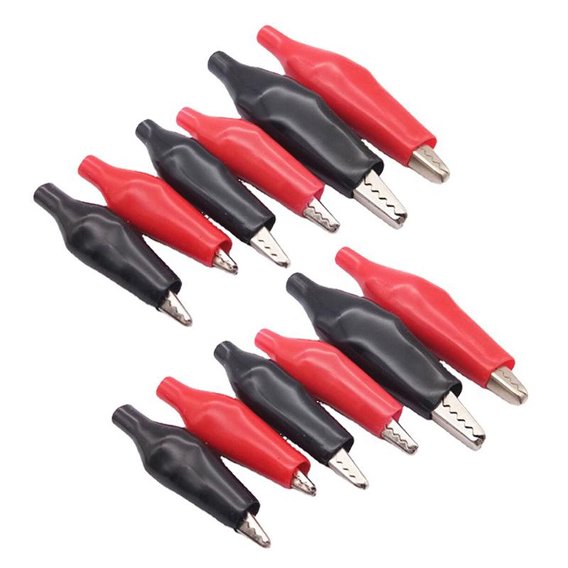 12Pcs 28MM Black Red Blue Black Yellow Soft Plastic Coated Testing Probe Mini Alligator Test Clips